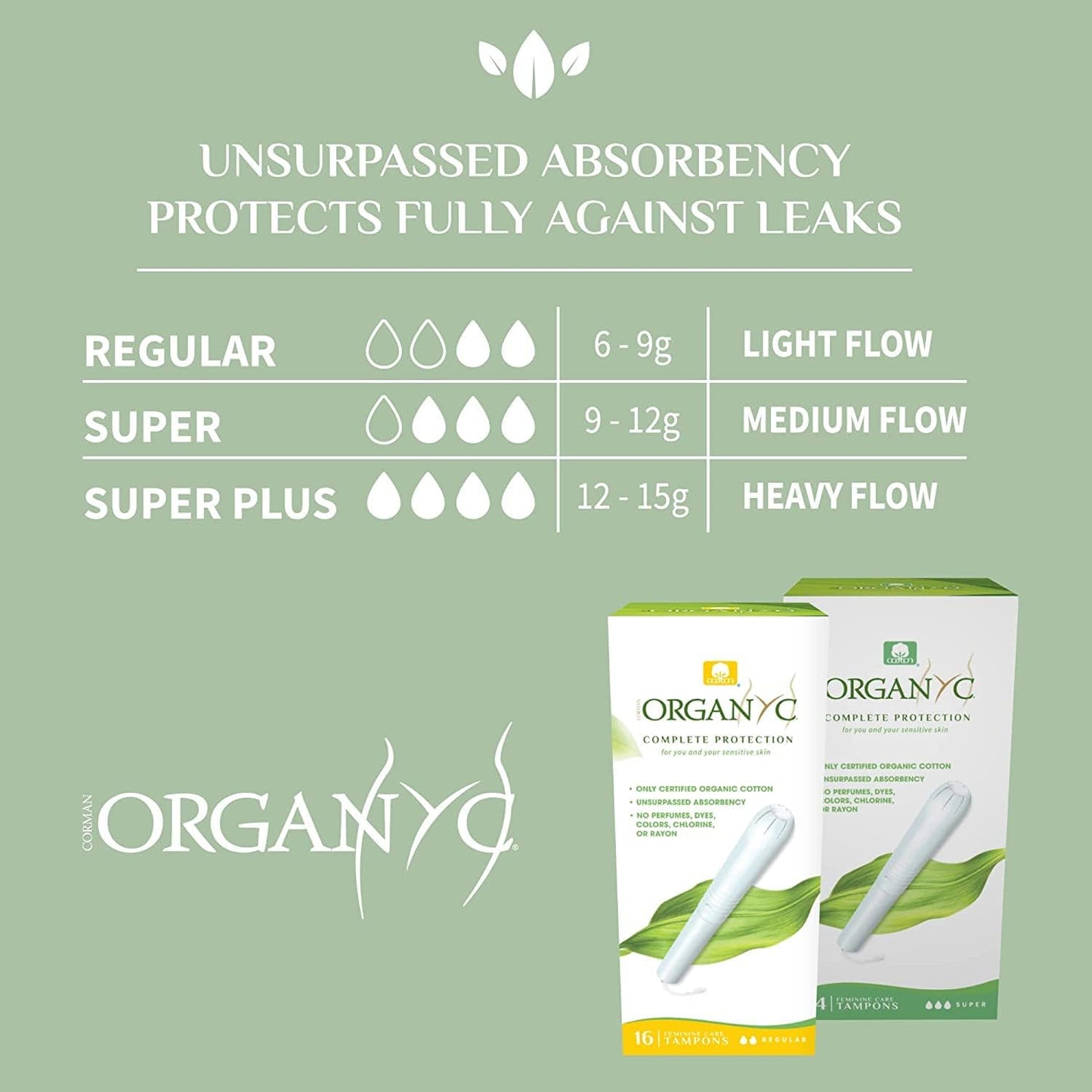 Organyc Organic Cotton Tampons with Applicator - Super -14 per Pack