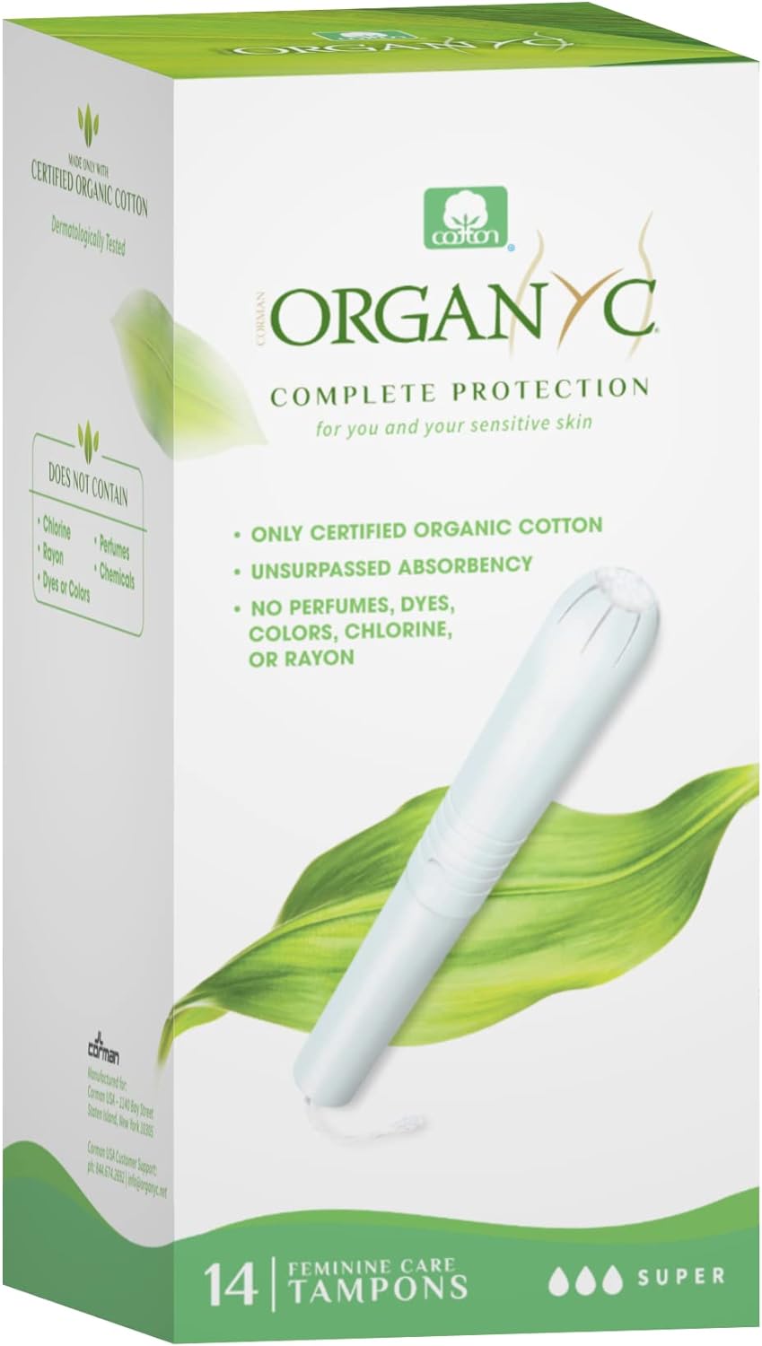 Organyc Organic Cotton Tampons with Applicator - Super -14 per Pack