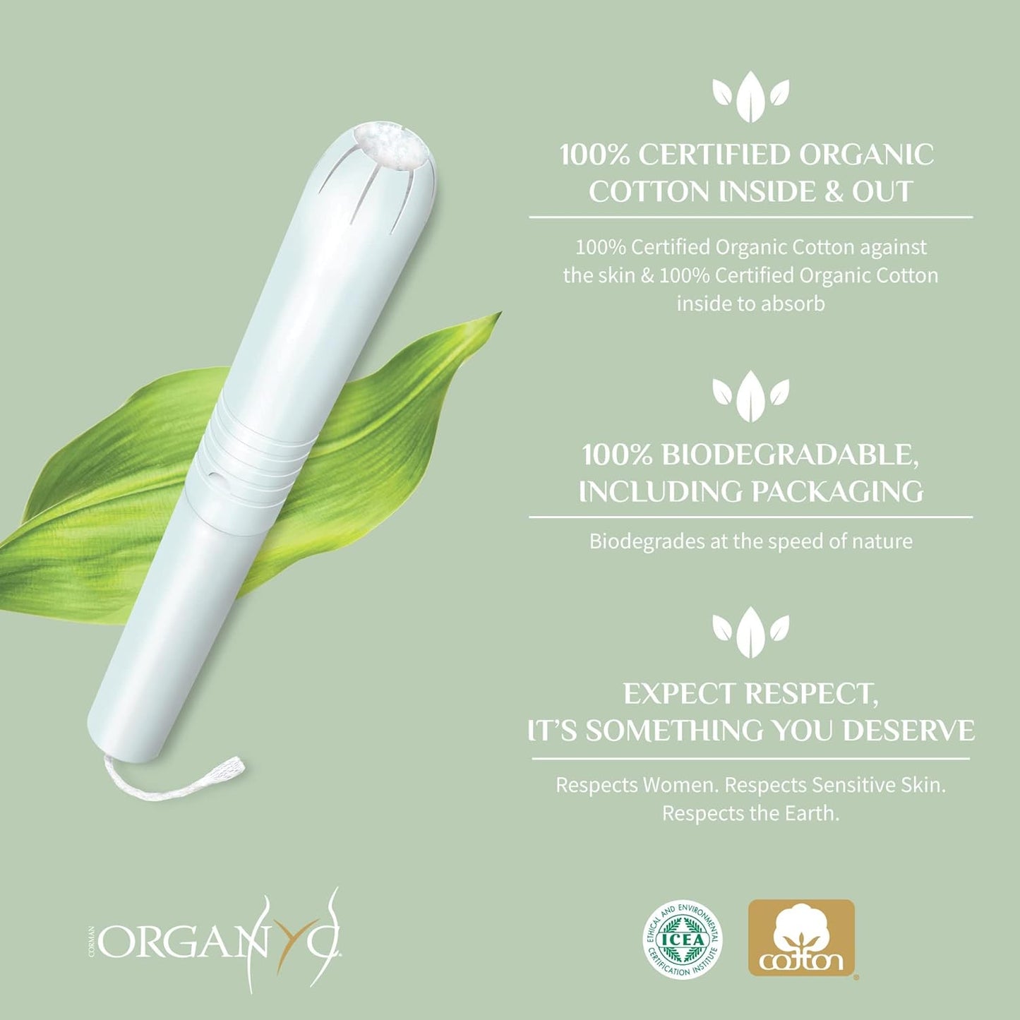 Organyc Organic Cotton Tampons with Applicator - Super -14 per Pack