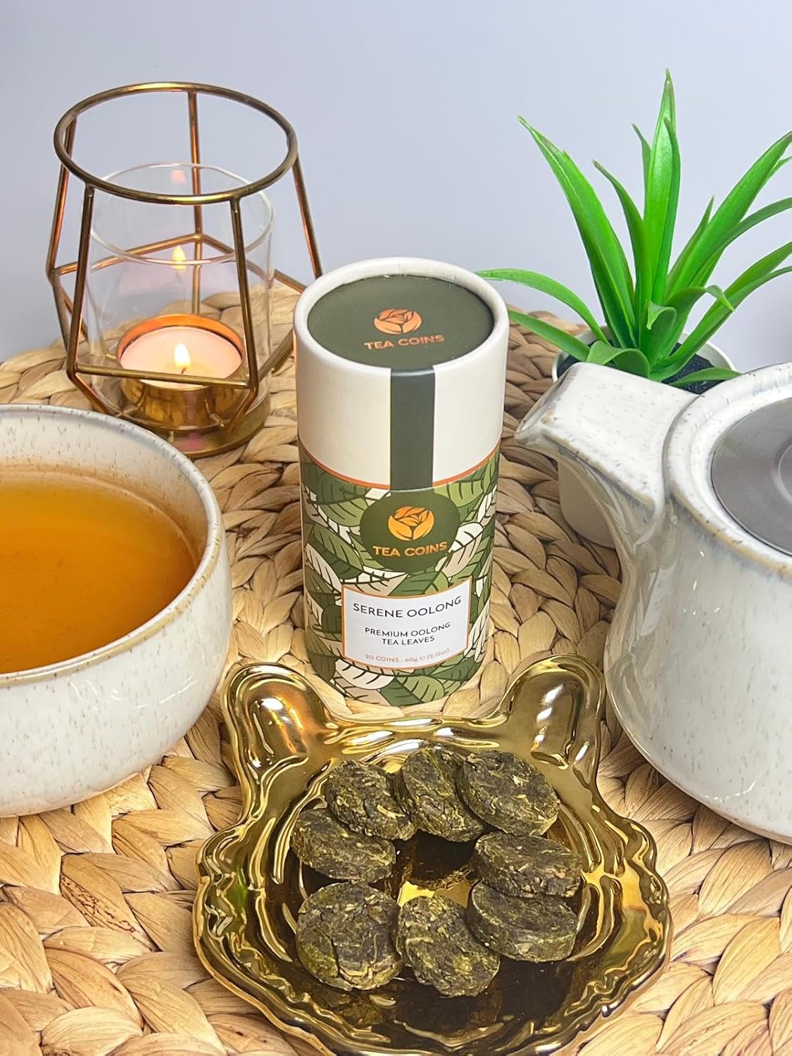 Tea coins Serene Oolong Calming Compressed tea leaves – 60g (20 Tea Coins)