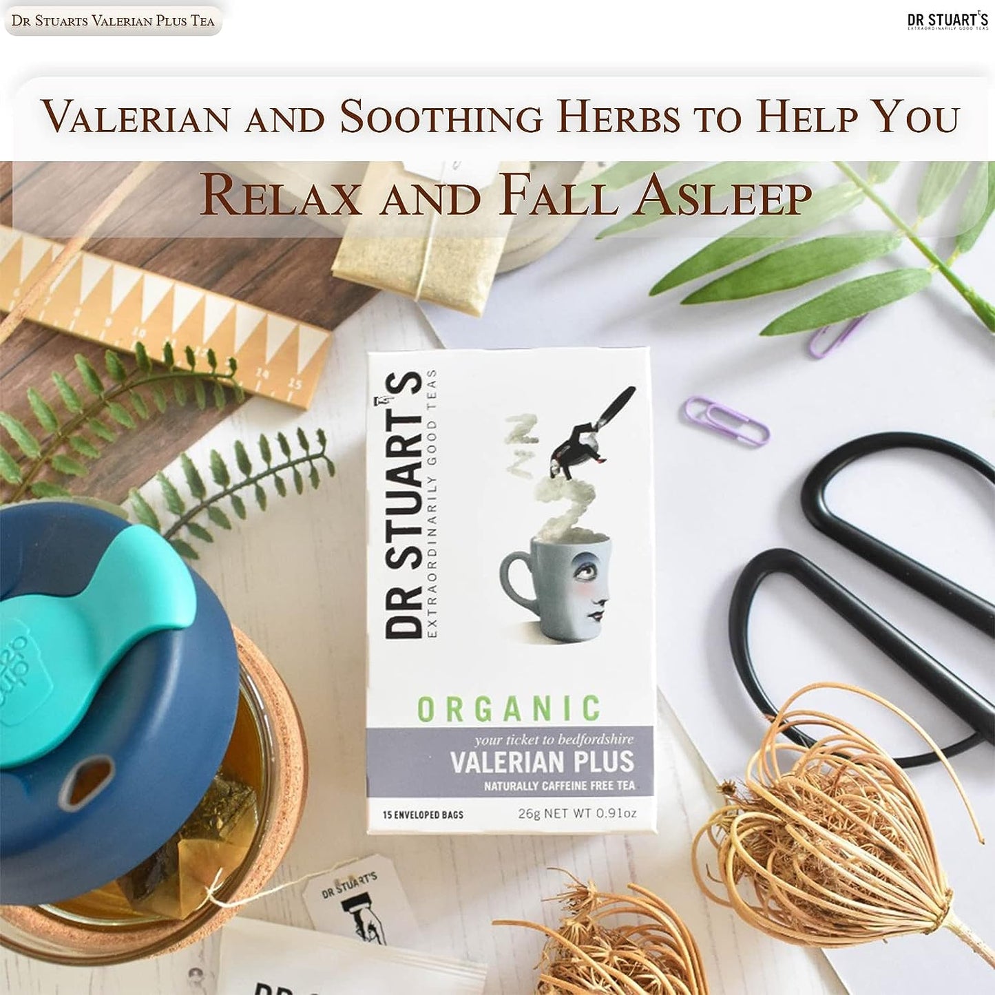 Dr Stuarts Valerian Plus Herbal Tea 15 Bags (Pack of 4)