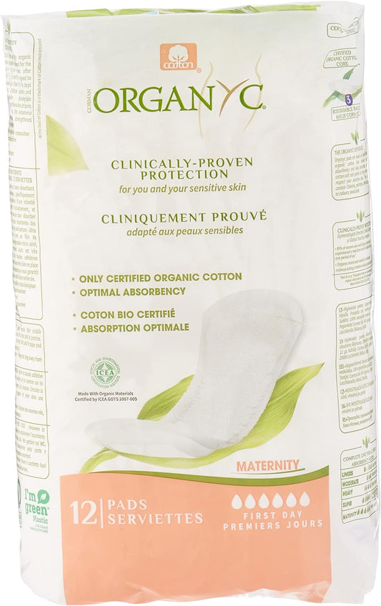 Organyc 100% Organic Cotton Maternity 12 Pads Serviettes Ultra Absorbency