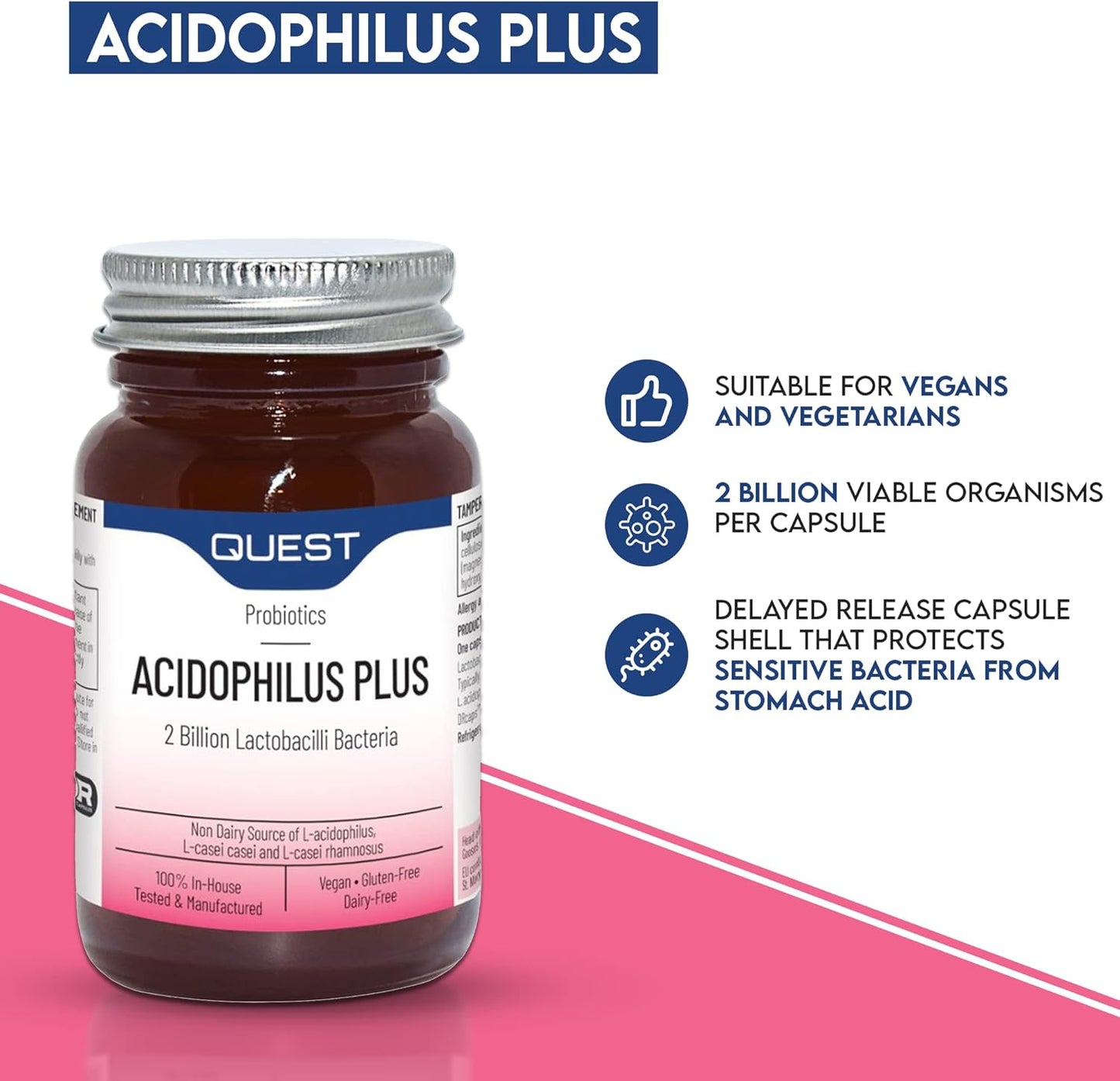 Quest Acidophilus Plus Probiotic 120 Capsules Clearance Exp: 31.12.2023