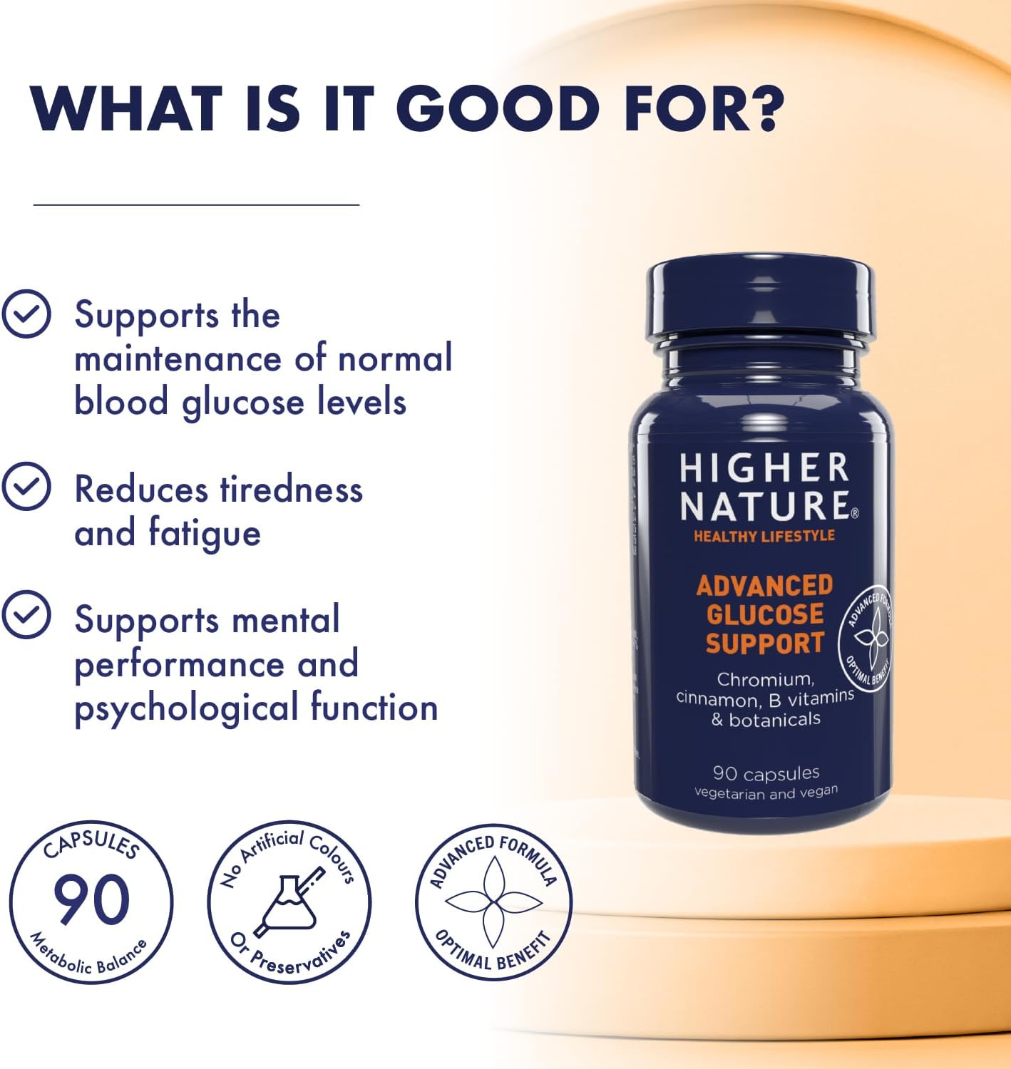 Higher Nature Advanced Glucose Support 90 Vegetarian Capsules