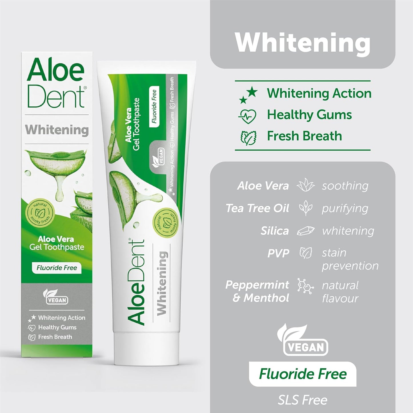 Aloedent- Whitening Aloe Vera Fluoride Free Toothpaste - 100ml - Pack of 6