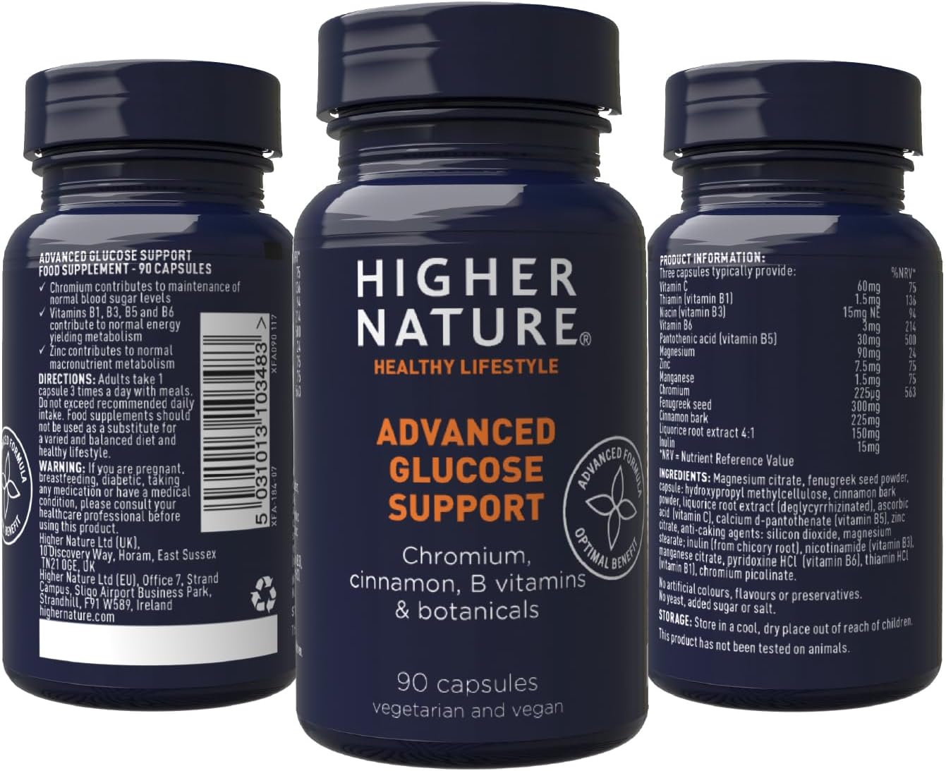 Higher Nature Advanced Glucose Support 90 Vegetarian Capsules