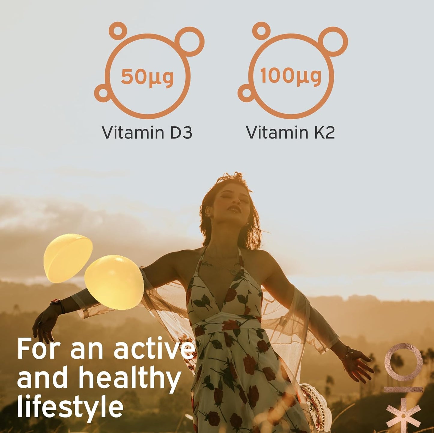 Nutriburst Vitamin D3 (2000IU) + K2 (100µg) -60 Lemon Gummies - 1 Month Supply