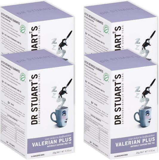 Dr Stuarts Valerian Plus Herbal Tea 15 Bags (Pack of 4)