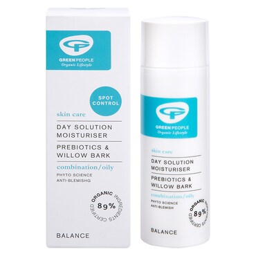 Green People Day Solution Moisturiser 50ml Prebiotics Willow Bark 89% Organic