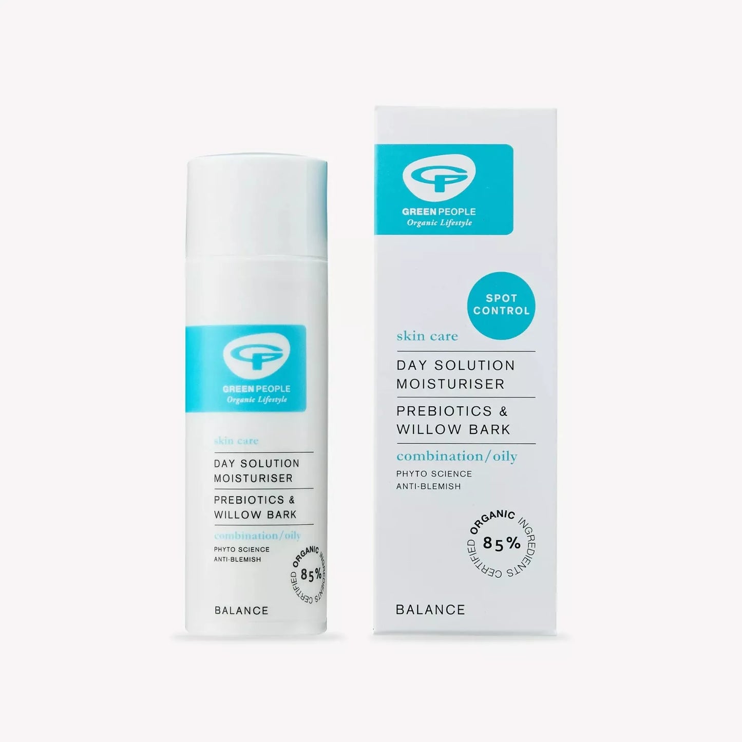 Green People Day Solution Moisturiser 50ml Prebiotics Willow Bark 89% Organic