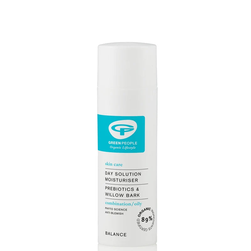 Green People Day Solution Moisturiser 50ml Prebiotics Willow Bark 89% Organic