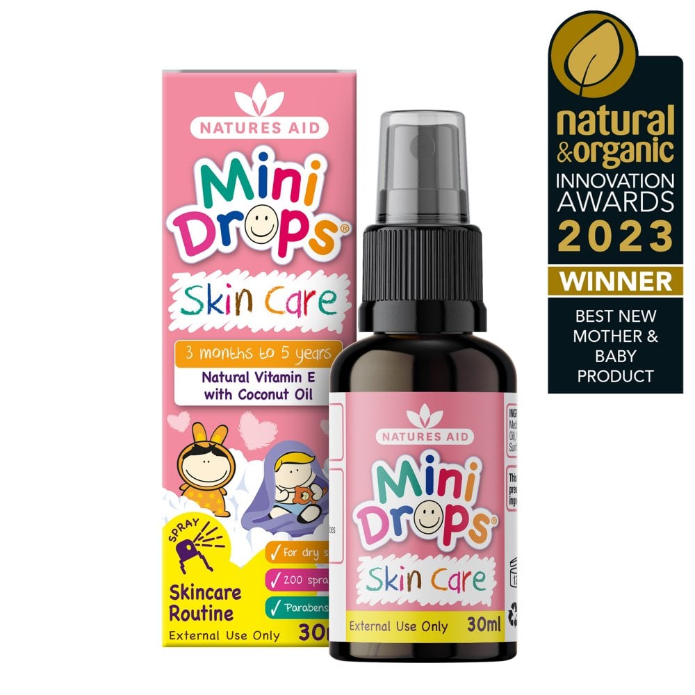 Natures Aid Mini Drops Vitamin E Skin Care 30ml Daily Skincare Oil for Children 3 Months -5 Years