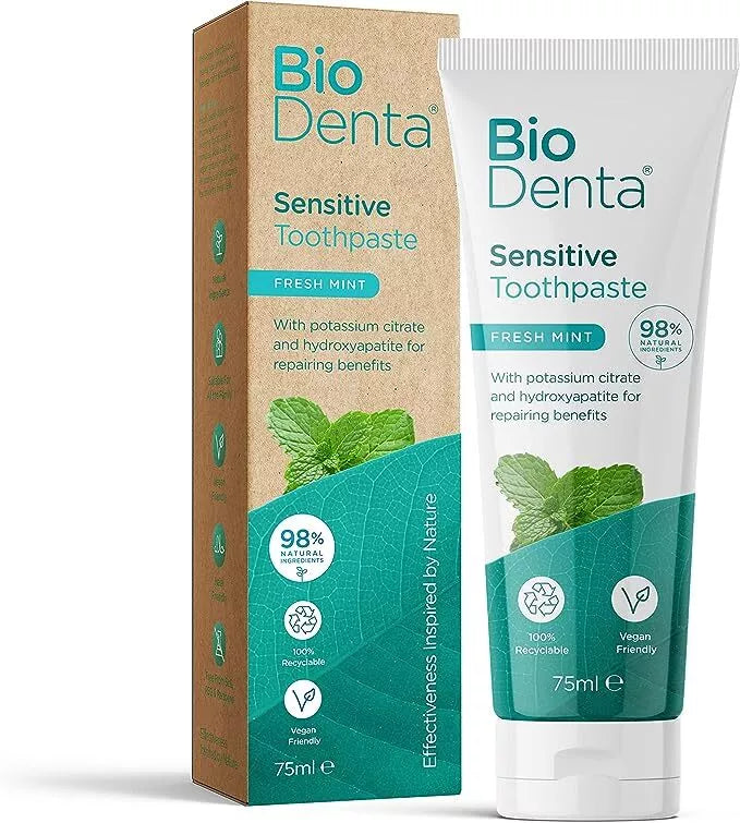 BioDenta Sensitive Toothpaste Sensitive + Mint 75ml Vegan Pack of 3