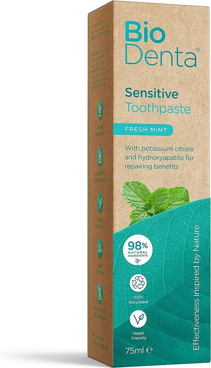 BioDenta Sensitive Toothpaste Sensitive + Mint 75ml Vegan Pack of 3