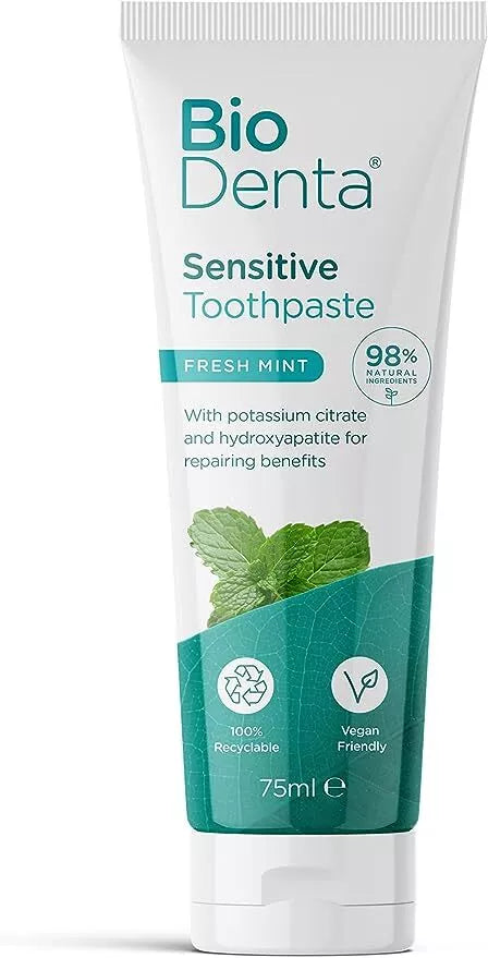 BioDenta Sensitive Toothpaste Sensitive + Mint 75ml Vegan Pack of 3
