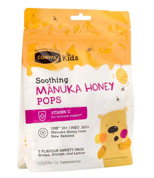 Comvita Kids Soothing Manuka Honey Pops 3 Flavour Variety Pack 15 Pops