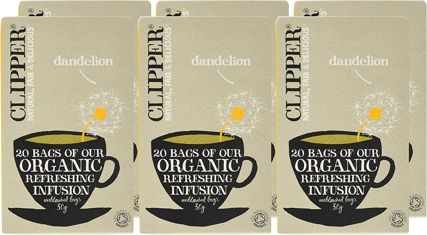 Clipper Organic Dandelion Tea Bags - 20 Bags x Pack of 6 Total 120
