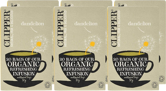 Clipper Organic Dandelion Tea Bags - 20 Bags x Pack of 6 Total 120