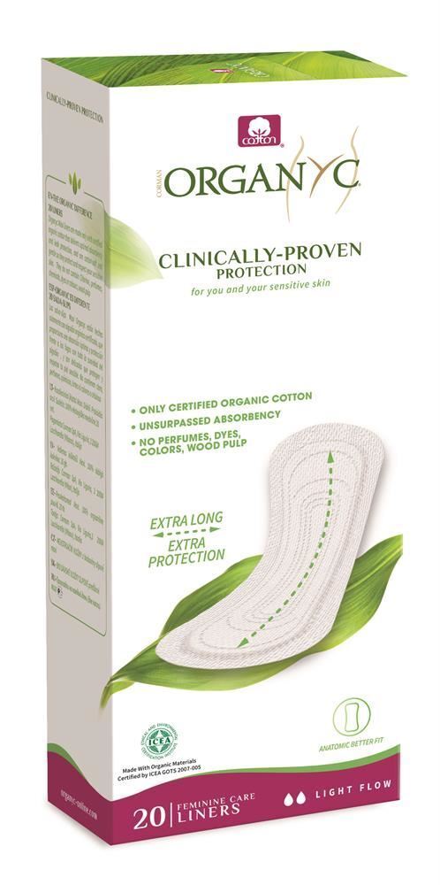 Organyc Extra Long Liners Light Flow - 20 Liners x 2 Pack