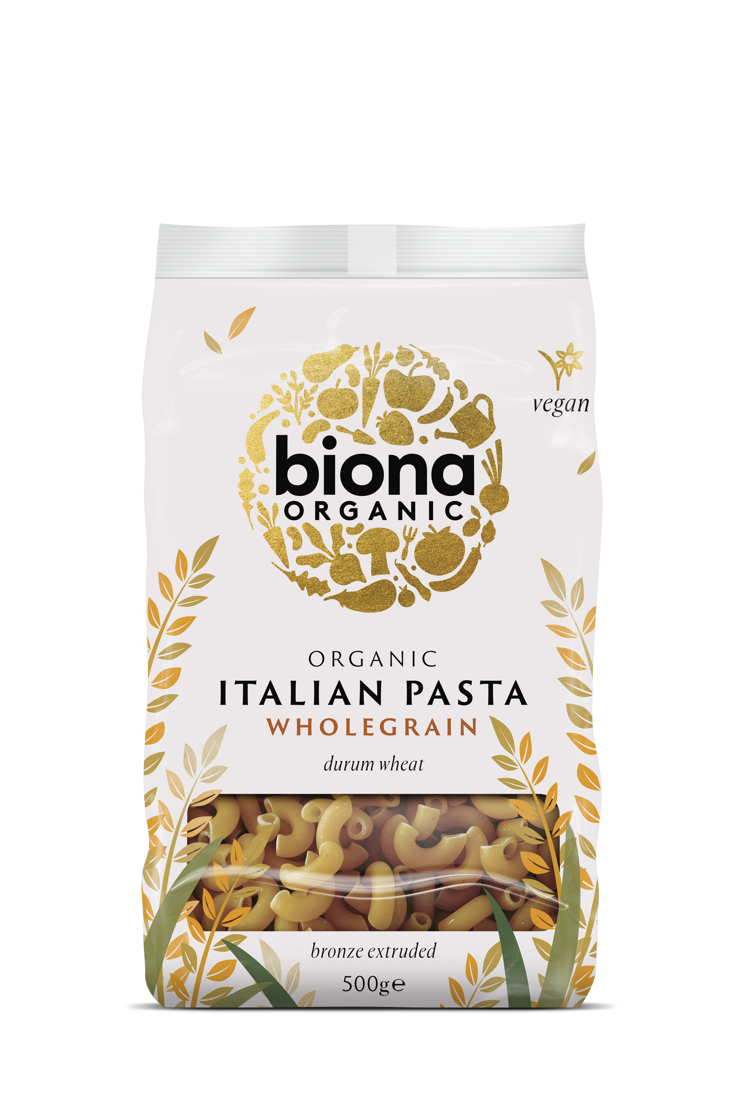 Biona Organic Whole Macaroni Bronze Extruded 500g Pack of 4