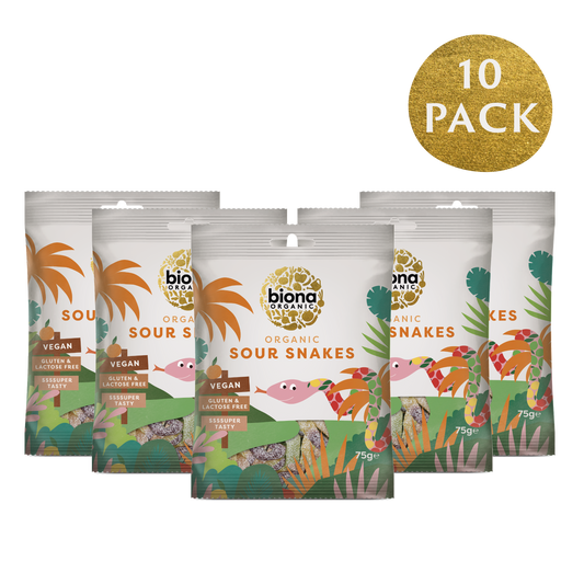 Biona Sour Snakes 75g – 10 pack