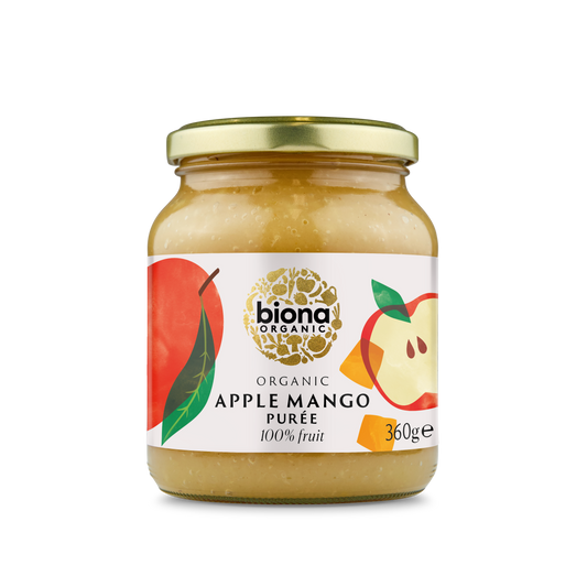 Biona Organic Apple & Mango Puree -No added sugar 360g Pack of 4