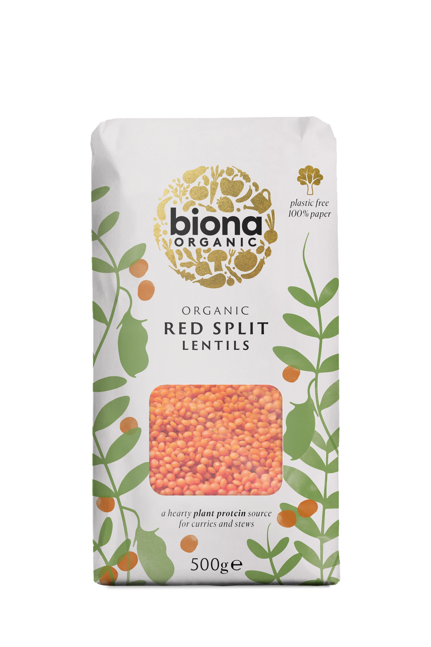 Biona Organic Red Split Lentils 500g Pack of 4