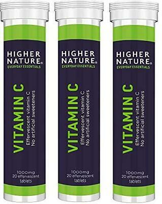 Higher Nature Vitamin C Effervescent Fizzy vitamin C 20 tablets (3 Packs = 60)