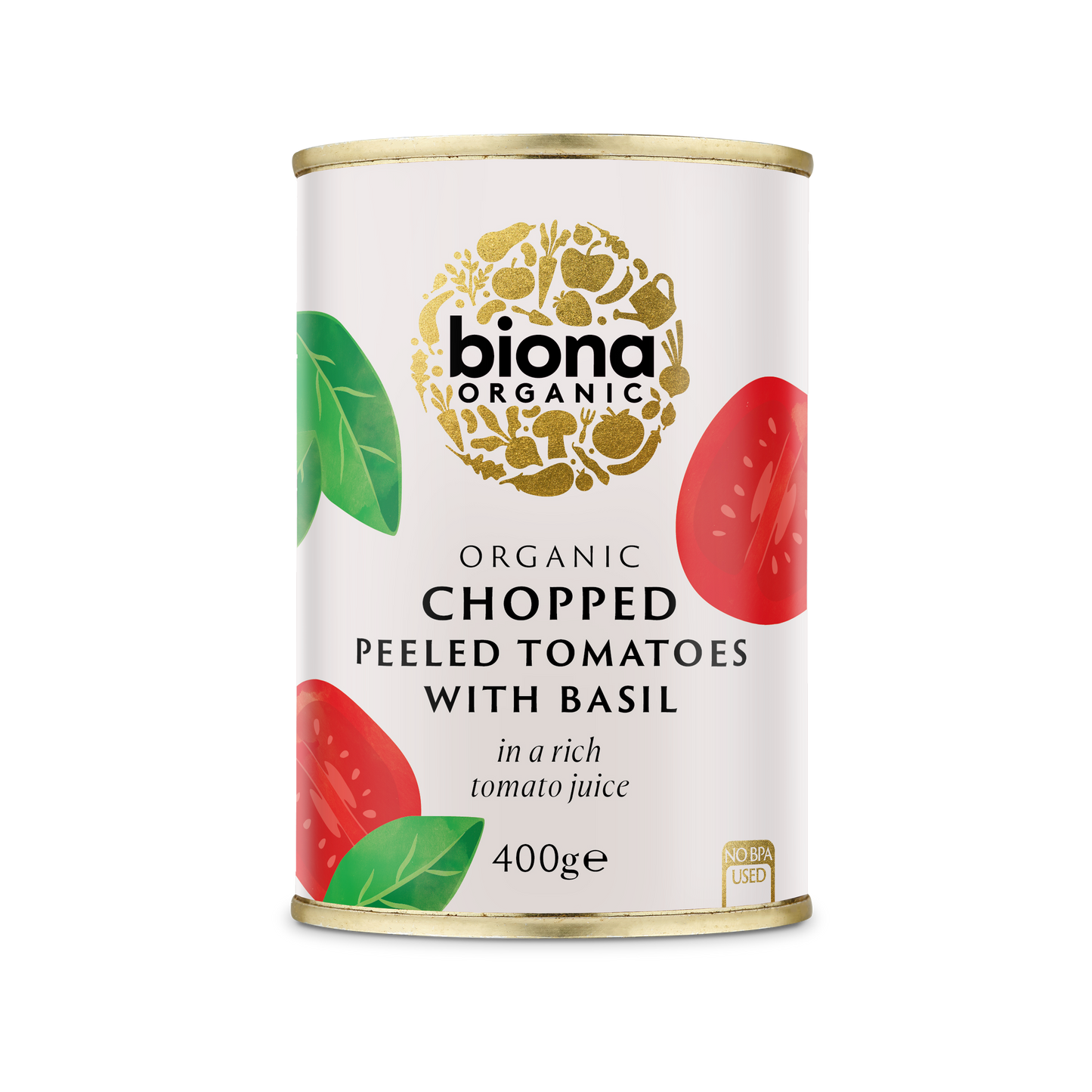 Biona Organic Chopped Tomatoes with Fresh Basil 400g - Pack of 6