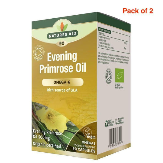 Natures Aid Organic Evening Primrose Oil Omega 6 90 Vegan Capsules PACK OF 2