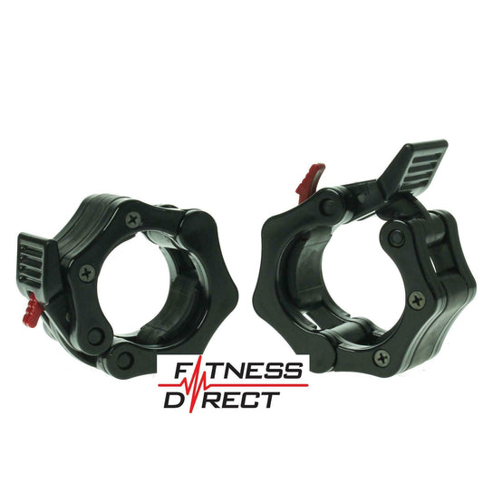 Fitness Direct Olympic Collars Locks Clamp Barbell Dumbbell Clips Weight Pair