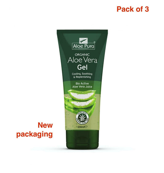 Aloe Pura Organic Natural Bio Active Aloe Vera Bio Active Gel 200ml - Pack of 3