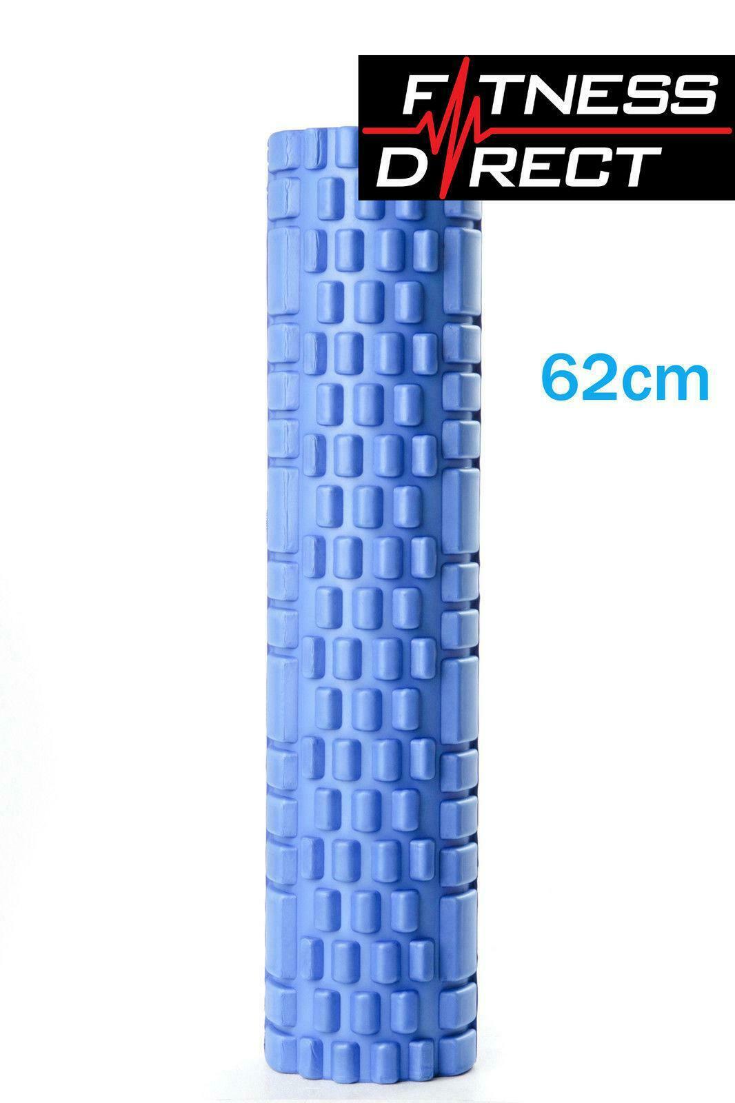 Fitness Direct Foam Roller Trigger Point Texture Massage Yoga Grid Blue 62 x14cm