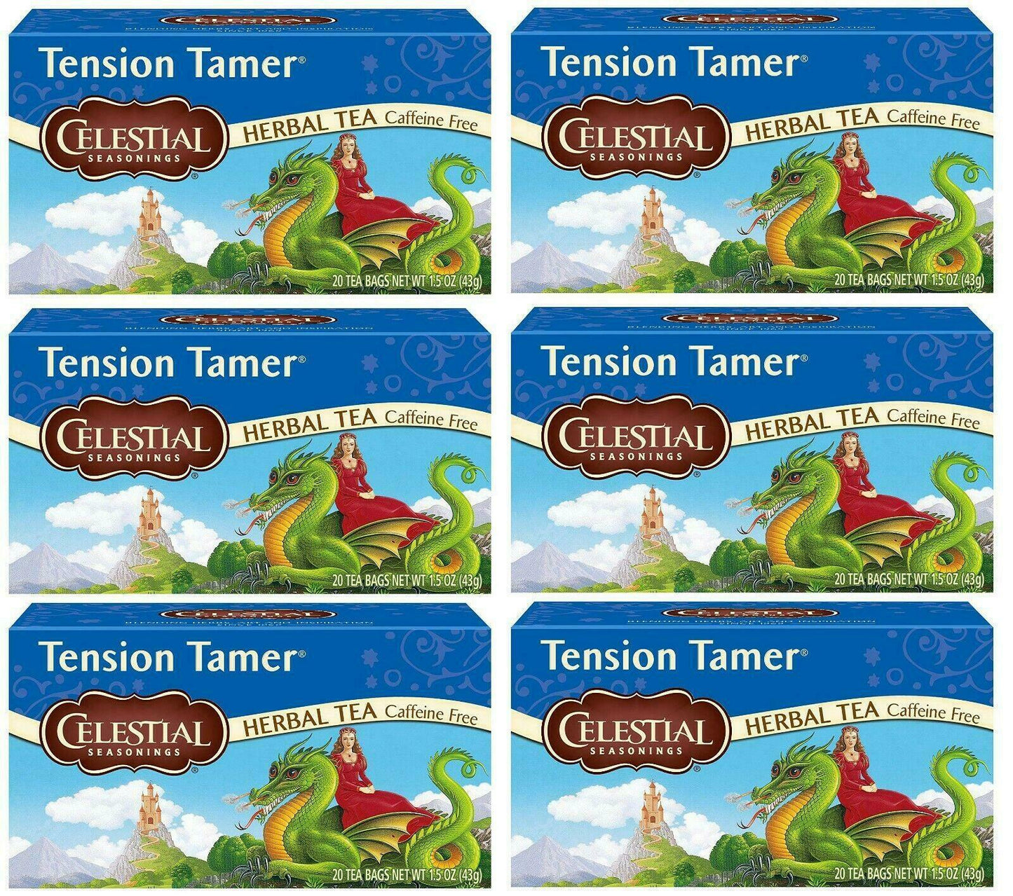 Celestial Seasonings Tension Tamer Herbal Infusion Tea Teabags Pack of 6