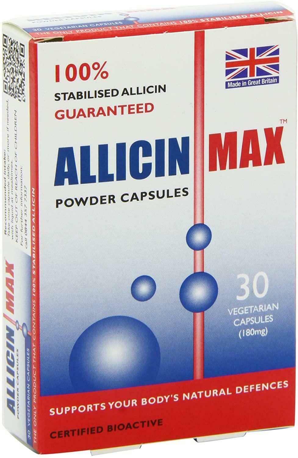 Allicin Max 100% Pure Allicin 30 Vegetarian Capsules Allicinmax
