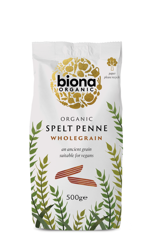 Biona Organic Wholemeal Spelt Penne 500g Pack of 4
