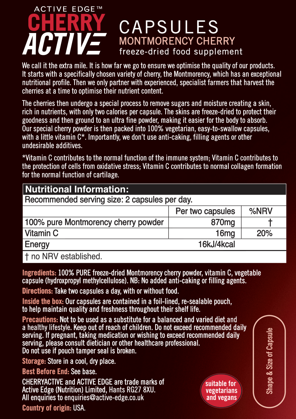 Active Edge Cherry Active 60 Capsules