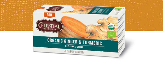 Celestial Seasonings Organic Ginger and Turmeric Tea 20 bags (Pack of 6)