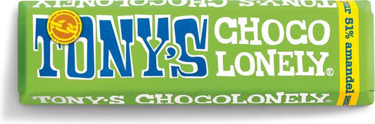 Tony's Chocolonely Dark Almond Sea Salt Chocolate 51% 47g Bar - Pack of 5