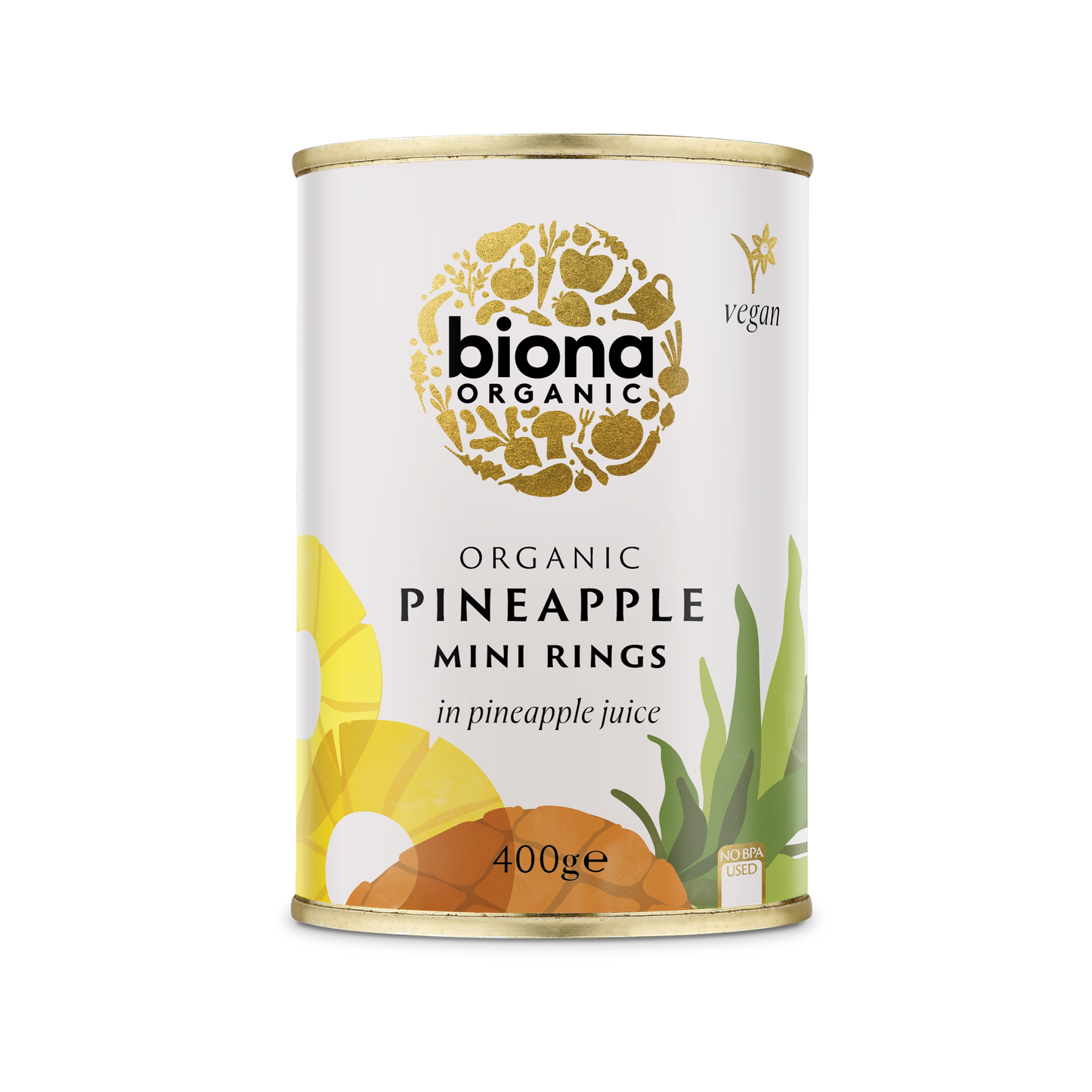 Biona Mini Pineapple Rings in Pineapple Juice Organic 400g Pack of 4