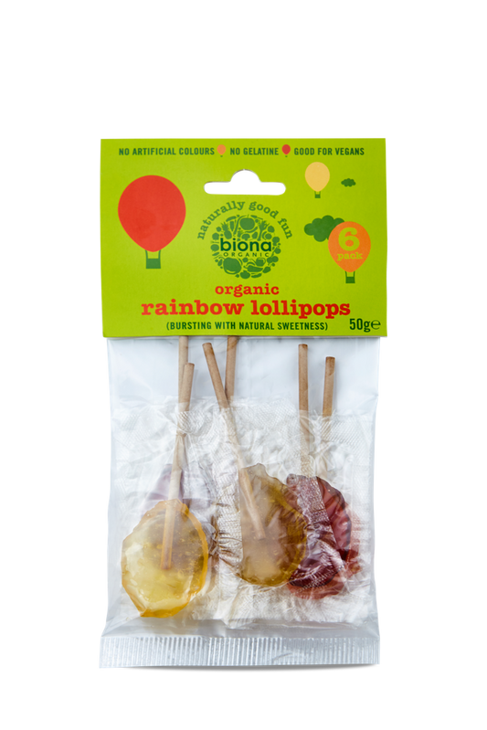 Biona Organic Fruit Lollies Rainbow Lollipops Pack of 6