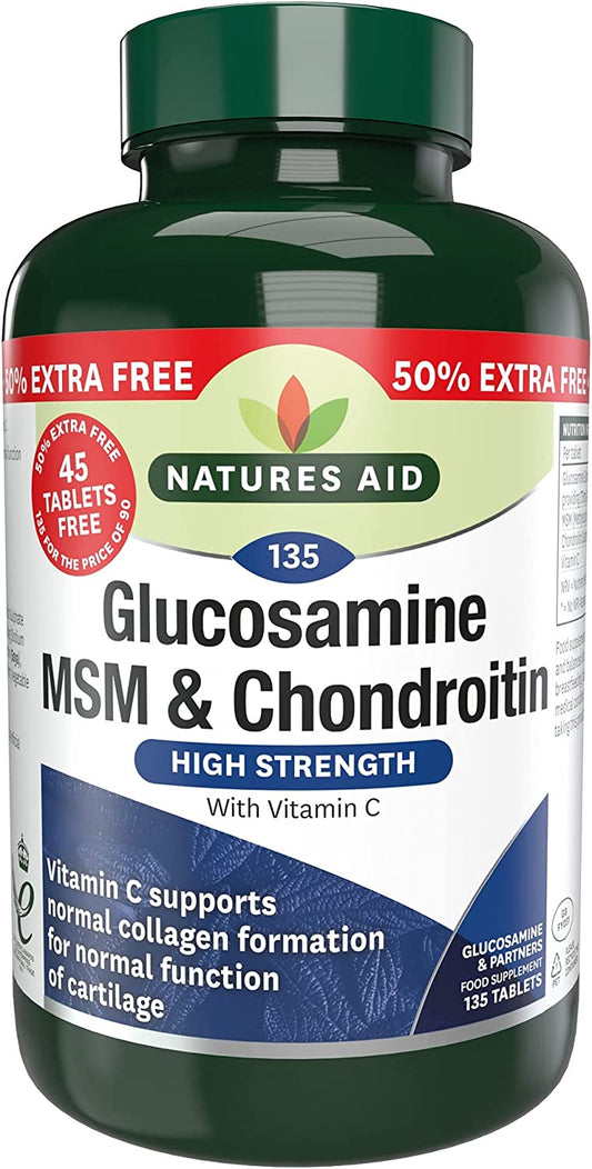 Natures Aid Glucosamine MSM & Chondroitin 135 Tablets (90 tablets plus 45 free)