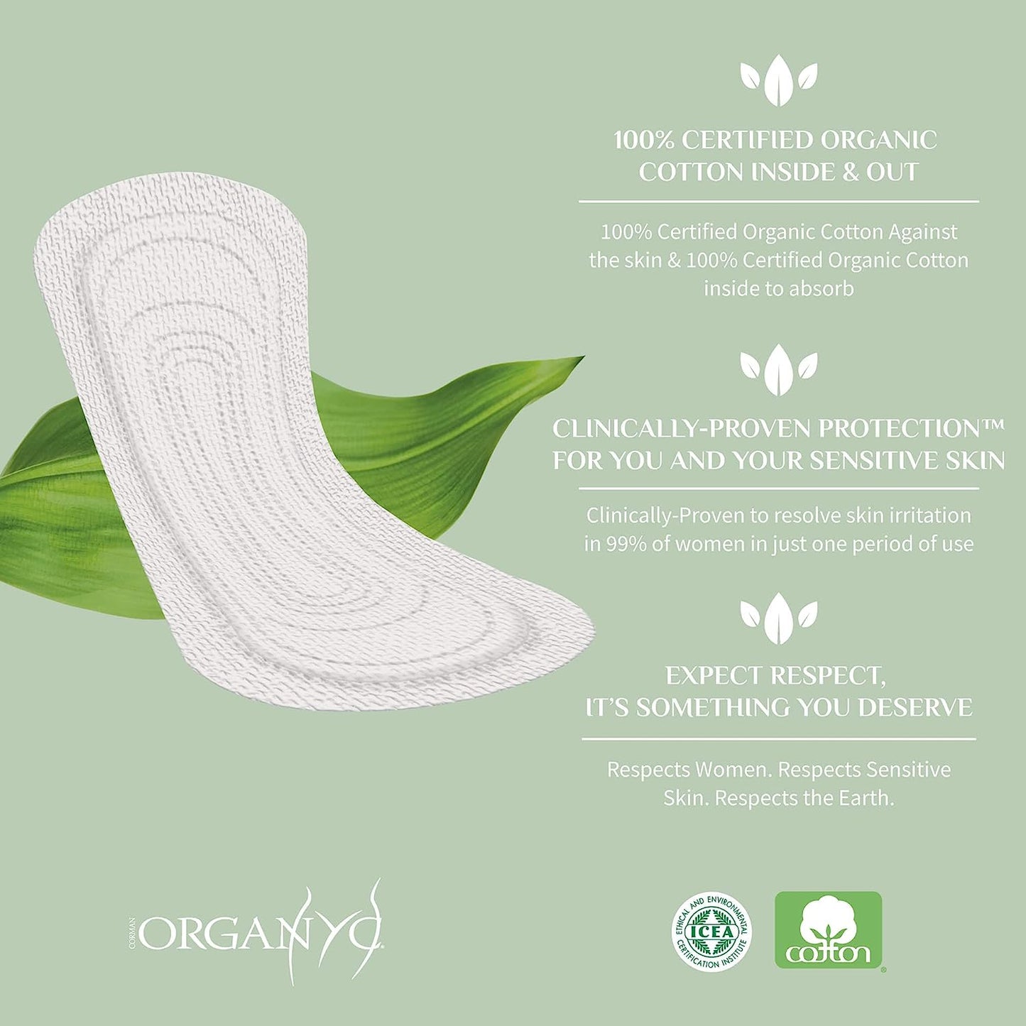 Organyc Organic Cotton Panty-liners Light Flow box 24 Pack of 2