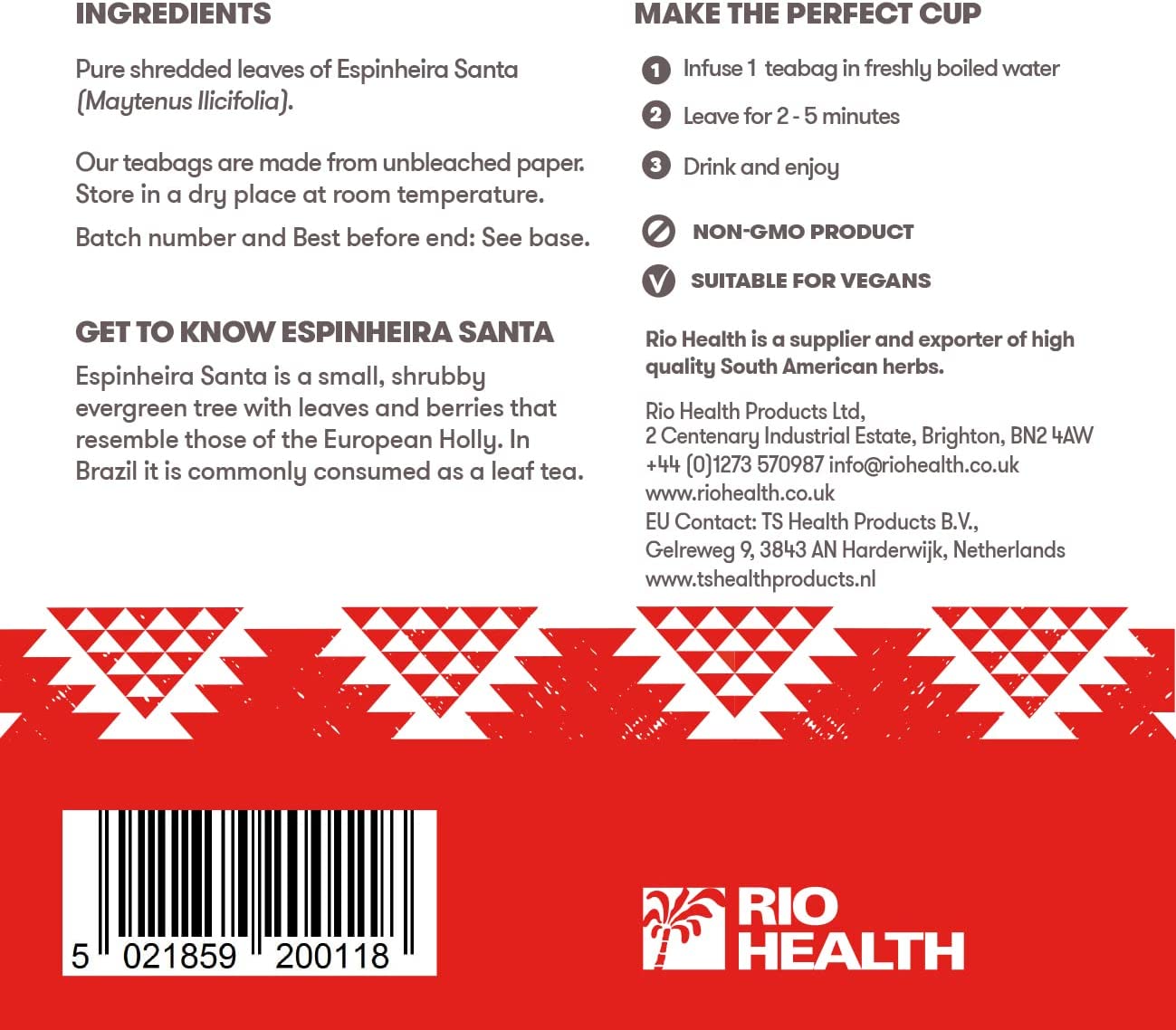 Rio Amazon Espinheira de Santa (Chuchuwasi) 40 Teabags