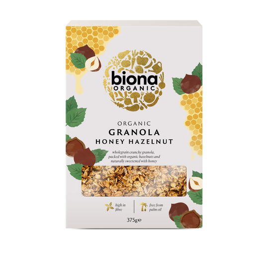 Biona Organic Honey Hazel Crunchy Granola - No added sugar 375g Pack of 6
