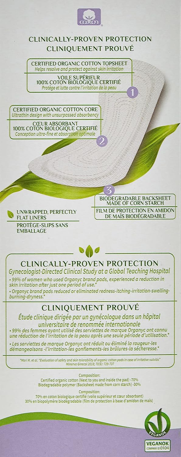 ORGANYC Organic Cotton Panty Liners Light Flow Special Pack 40+8 Free Pack of 2
