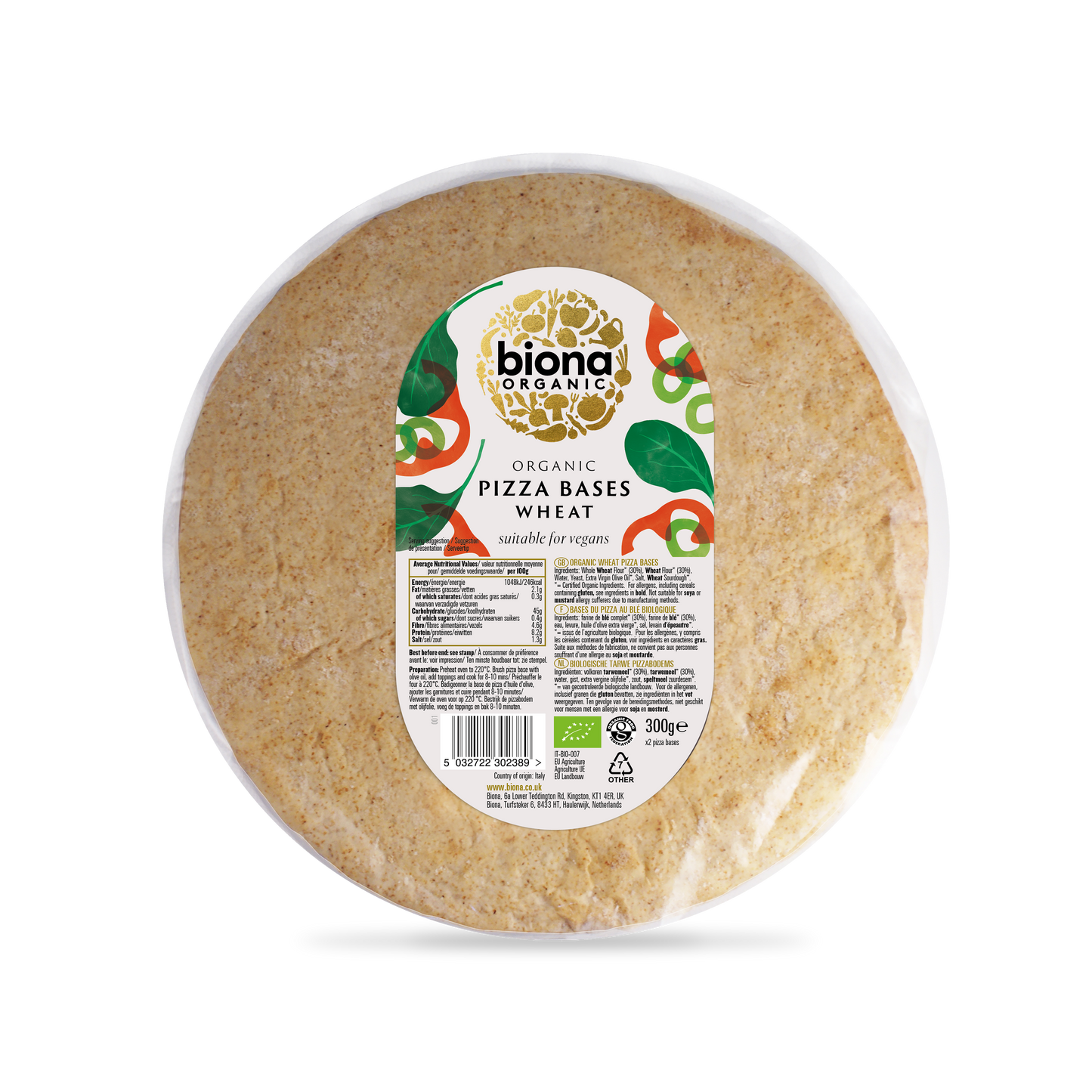 Biona Organic Wheat Pizza Bases 300g Pack of 4
