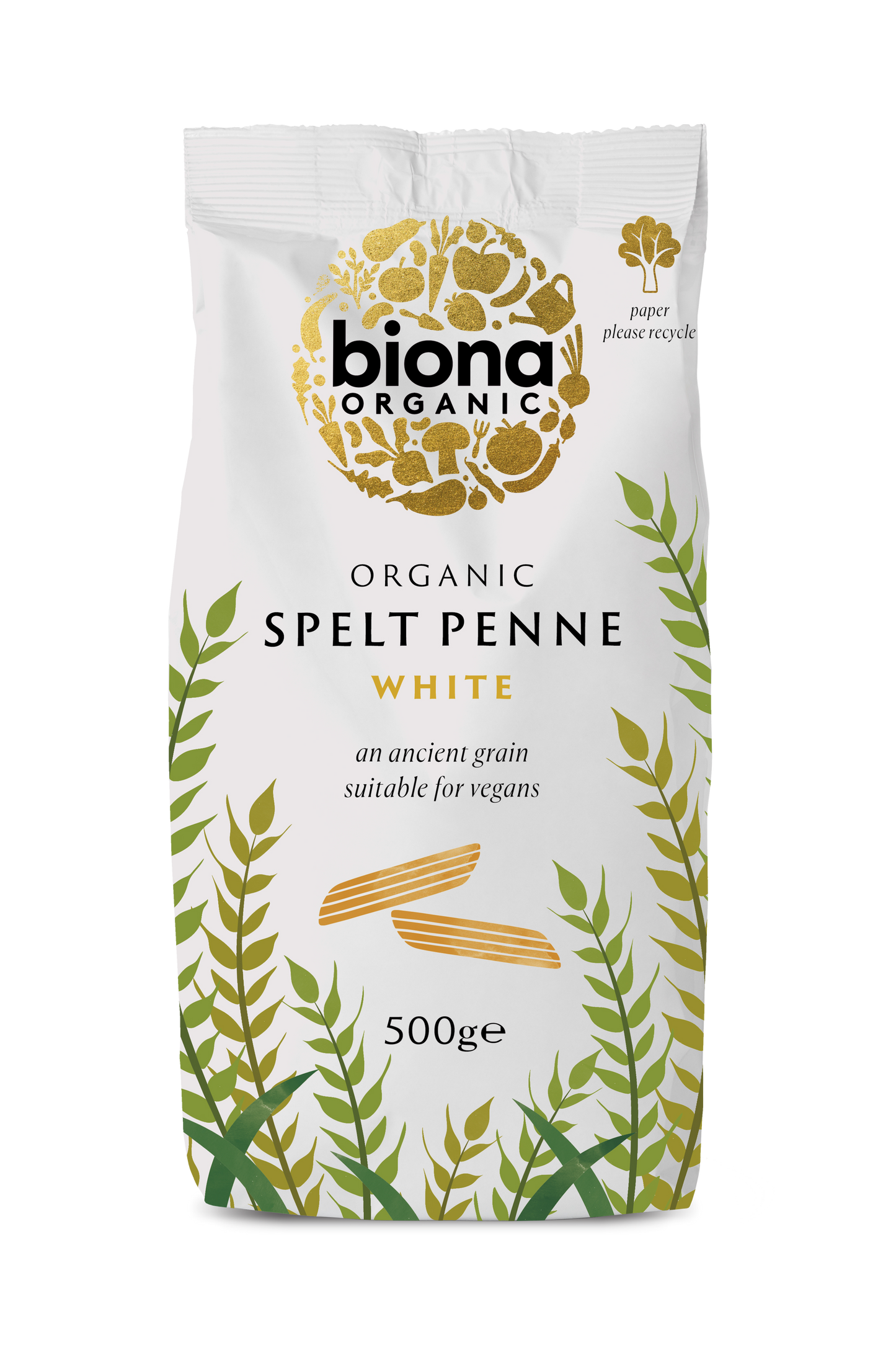 Biona Organic Spelt White Penne 500g Pack of 6
