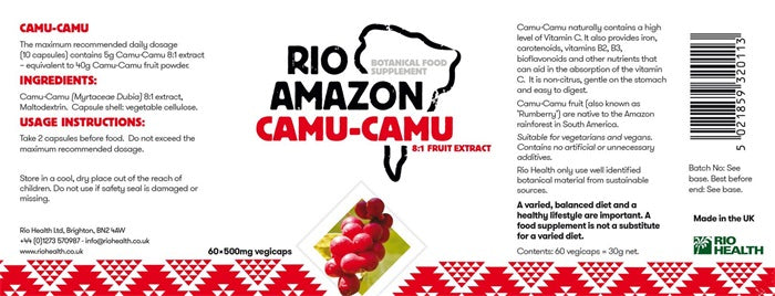 Rio Amazon Camu-Camu 16:1 Extract 500mg 60 Veg Capsules