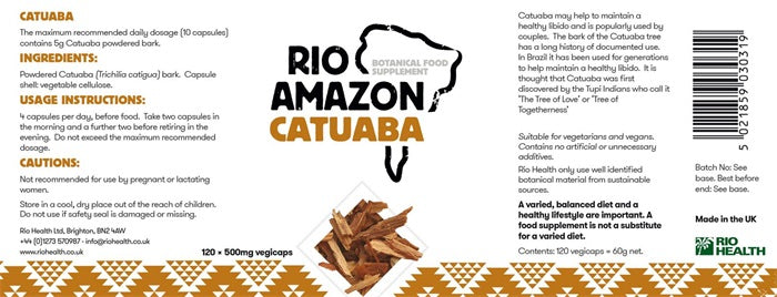 Rio Amazon Catuaba 500mg 120 Veg Capsules